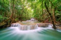 Huay Mae Khamin Waterfall. Nature landscape of Kanchanaburi district in natural area. it is located in Thailand for travel trip on Royalty Free Stock Photo