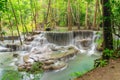 Huay Mae Khamin Waterfall. Nature landscape of Kanchanaburi district in natural area. it is located in Thailand for travel trip on Royalty Free Stock Photo