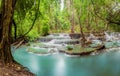 Huay Mae Khamin Waterfall. Nature landscape of Kanchanaburi district in natural area. it is located in Thailand for travel trip on Royalty Free Stock Photo