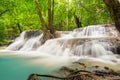 Huay Mae Khamin Waterfall with trees. Nature landscape of Kanchanaburi district in natural area. it is located in Thailand for Royalty Free Stock Photo