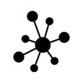 Hub flat network icon, connect structure vector symbol isolated on white background, technology system Royalty Free Stock Photo