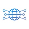 Hub network connection isolated minimal blue flat line icon