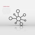 Hub network connection sign icon in flat style. Dna molecule vector illustration on white isolated background. Atom business Royalty Free Stock Photo