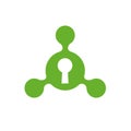 Hub Network Connection Symbol Combined With Keyhole