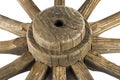 Hub and Spokes of Wooden Weathered Ornamental Wagon Wheel Royalty Free Stock Photo