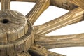 Hub and Spokes of Wooden Weathered Ornamental Wagon Wheel Royalty Free Stock Photo