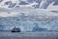 Hubbard Glacier - a cruise ship approaches Royalty Free Stock Photo