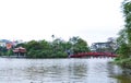 The Huc bridge, Hoan kiem lake, hanoi, vietnam Royalty Free Stock Photo