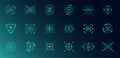 HUD aim control target system set. GUI and FUI interface. Futuristic military optical aiming collection. GUI digital
