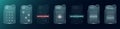 HUD biometric id set. Digital user recognition GUI or FUI interface. Person security verification PIN code entry panel