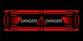 Hud danger alert. Attention vector red interface sign, warning or caution UI. Tech or digital cyber frame. System