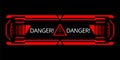 Hud danger alert. Attention vector red interface sign, warning or caution UI. Tech or digital cyber frame. System