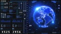 HUD Digital Futuristic Spinning Earth Scanning Location Tracking Analytic Screen Display Illustration
