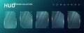 HUD digital futuristic user interface square vertical frame set. Sci Fi high tech screens. Game menu touch monitoring Royalty Free Stock Photo