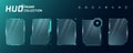 HUD digital futuristic user interface square vertical frame set. Sci Fi high tech screens. Game menu touch monitoring Royalty Free Stock Photo