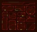 Hud elements. Futuristic frames and borders technologic panels shapes tech symbols garish vector hud set isolated