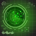 HUD Futuristic Technology Green Display Element Set. Vector