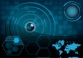 HUD GUI Radar monitor screen. Futuristic game technology outer s