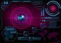 HUD GUI Radar monitor screen. Futuristic game technology outer s Royalty Free Stock Photo