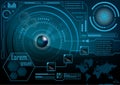 HUD GUI Radar monitor screen. Futuristic game technology outer s