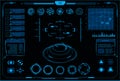 HUD interface. Cyberpunk virtual car and VR game interface with futuristic digital screen elements. Abstract