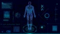 16:9 hud interface,futurastic human body,hud biology elelemt,Display set of virtual interface elements,digital Human , Human