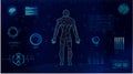 16:9 hud interface,futurastic human body,hud biology elelemt,Display set of virtual interface elements,digital Human , Human