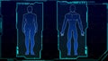 16:9 hud interface,futurastic human body,hud biology elelemt,Display set of virtual interface elements,digital Human , Human