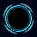 Hud round frame or border, sci fi circular neon element for digital ui game interface. Futuristic data UI display button