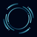 Hud round frame or border, sci fi circular neon element for digital ui game interface. Futuristic data UI display button Royalty Free Stock Photo