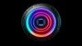 HUD round frames and borders, aim control and digital interface, button technology and future tech game, target borders and Royalty Free Stock Photo
