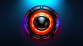 HUD round frames and borders, aim control and digital interface, button technology and future tech game, target borders and Royalty Free Stock Photo
