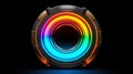 HUD round frames and borders, aim control and digital interface, button technology and future tech game, target borders and Royalty Free Stock Photo