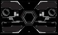 HUD sci-fi interface screen view white circular geometric design virtual futuristic technology creative display on black vector