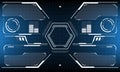 HUD sci-fi interface screen view white circular geometric design virtual futuristic technology creative display on blue vector