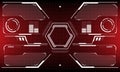 HUD sci-fi interface screen view white circular geometric design virtual futuristic technology creative display on red vector