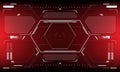 HUD sci-fi interface screen view white circular geometric design virtual futuristic technology creative display on red vector
