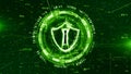 HUD and Shield Icon of Cyber Security, Digital Data Network Protection, Future Technology Network Concept