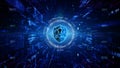 HUD and Shield Icon of Cyber Security. Digital Data Network Protection. High-speed connection data analysis. Technology data Royalty Free Stock Photo