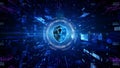 HUD and Shield Icon of Cyber Security. Digital Data Network Protection. High-speed connection data analysis. Technology data Royalty Free Stock Photo