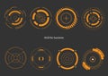 HUD UI for business set. futuristic user interface stock vector, HUD round frames aim control target interface vector image. Royalty Free Stock Photo
