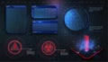 HUD, UI, GUI futuristic user interface screen elements set. High tech screen for video game. Sci-fi concept design Royalty Free Stock Photo