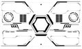 HUD white sci-fi interface screen view grey geometric design virtual reality futuristic technology creative display on white