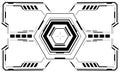 HUD white sci-fi interface screen view grey geometric design virtual reality futuristic technology creative display on white