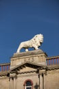 Huddersfield, West Yorkshire, UK, October 2013, the lion statue on Lion Arcade, John William Street, Huddersfield