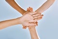 Huddle hands of business people for support, teamwork or community for business deal success, motivation or company goal Royalty Free Stock Photo