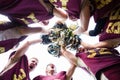 Huddle after victory at American Football Team Royalty Free Stock Photo