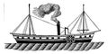 Hudson River Steamboats, vintage illustration