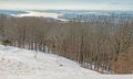 Hudson River Valley viewed on cold snowy day