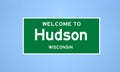Hudson, Wisconsin city limit sign. Town sign from the USA.